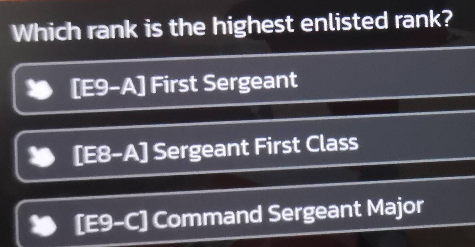 Nalutas:Which rank is the highest enlisted rank? [E9-A] First Sergeant ...