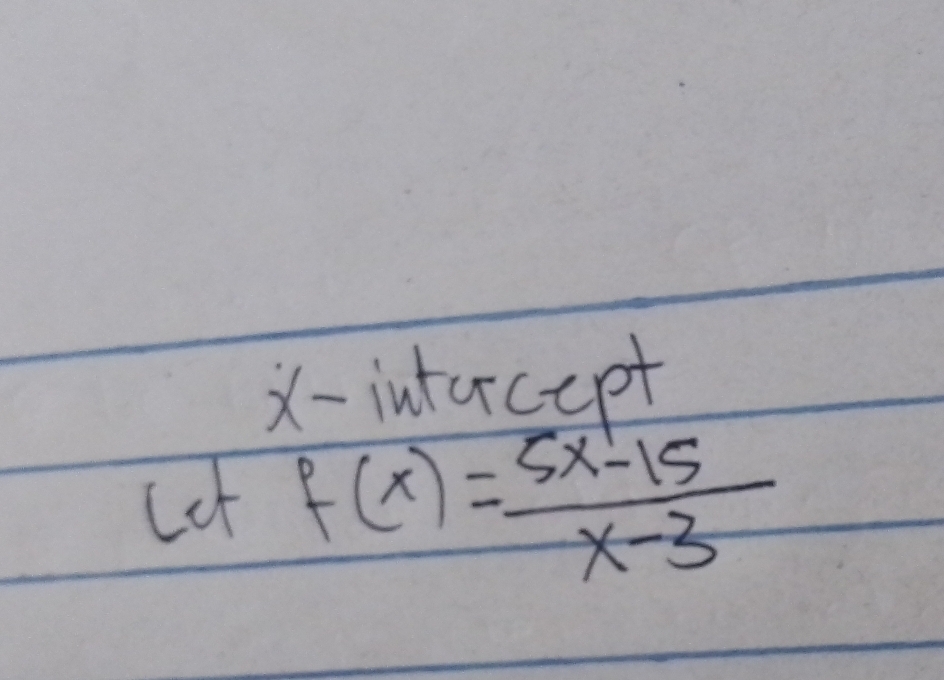 x-intaccpt
f(x)= (5x-15)/x-3 