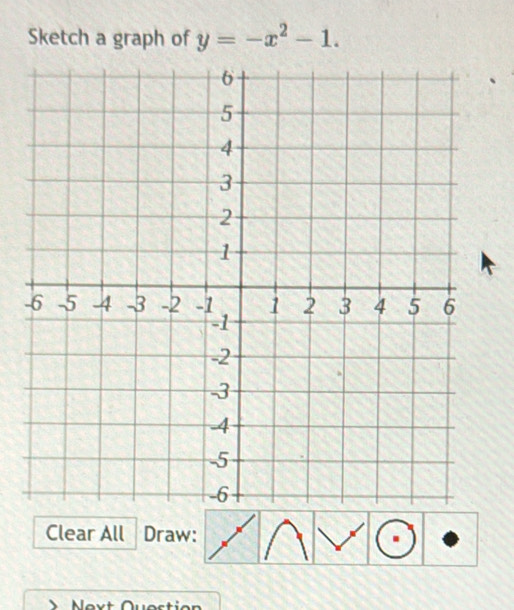 Sketch a graph of y=-x^2-1. 
- 
Clear All Draw: