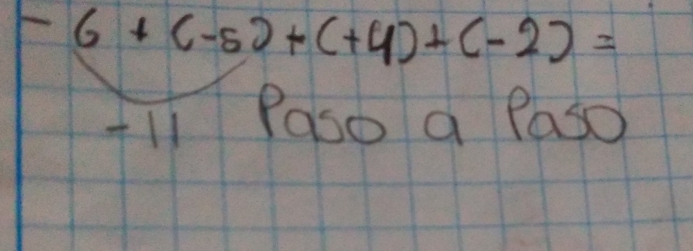 -6+(-5)+(+4)+(-2)=
+ll Paso a Paso