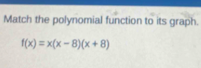 Match the polynomial function to its graph.
f(x)=x(x-8)(x+8)