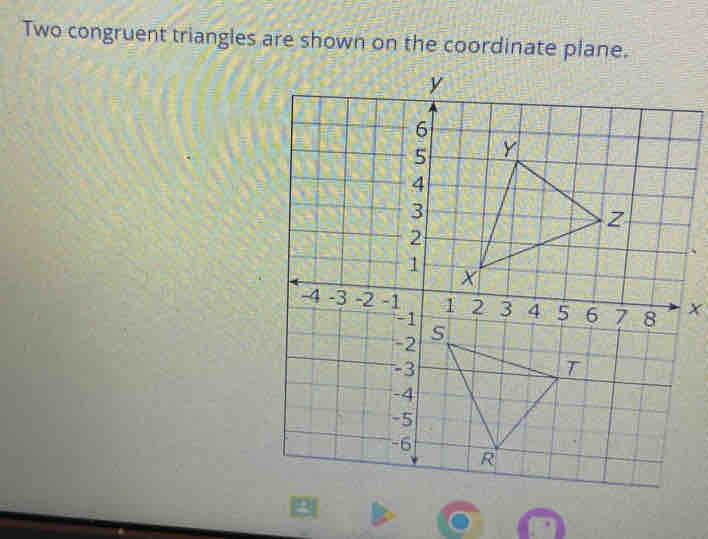 Two congruent triangles are shown on the coordinate plane.
x
B