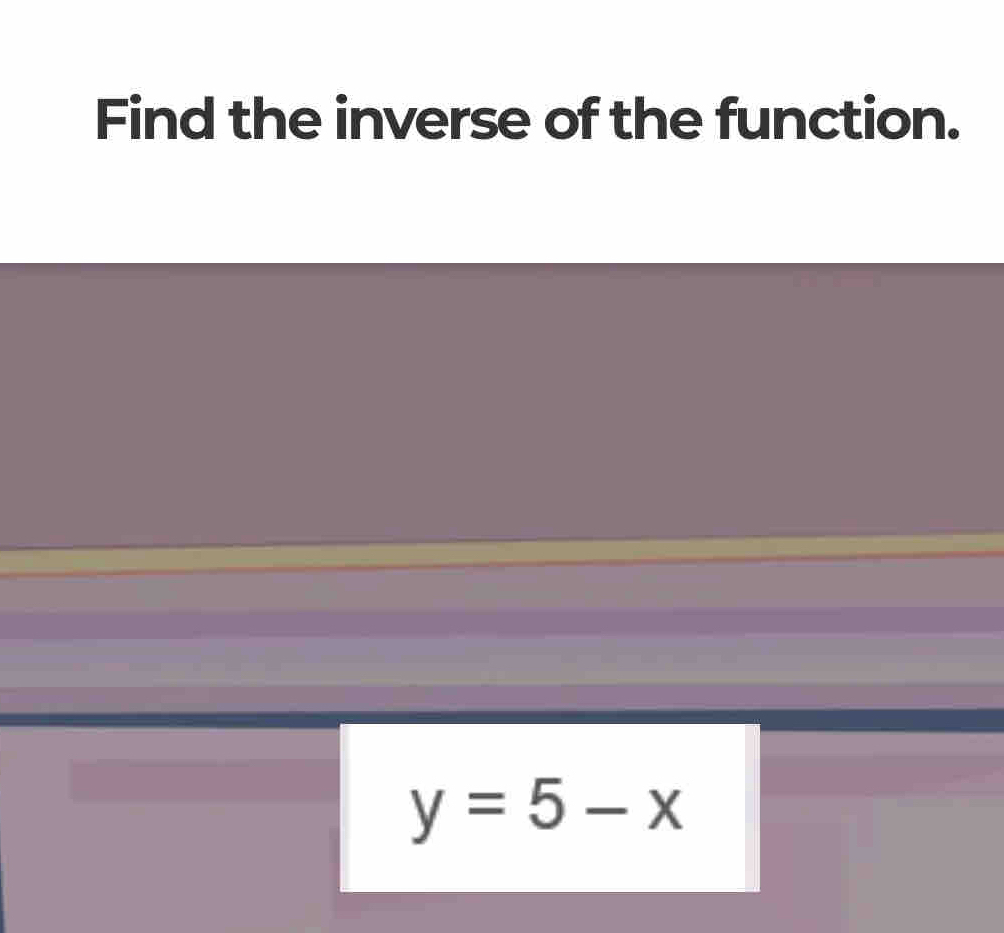 Find the inverse of the function.
y=5-x