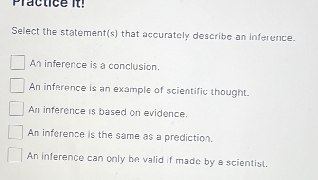 Solved: Practice it! Select the statement(s) that accurately describe ...