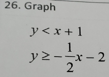 Graph
y
y≥ - 1/2 x-2