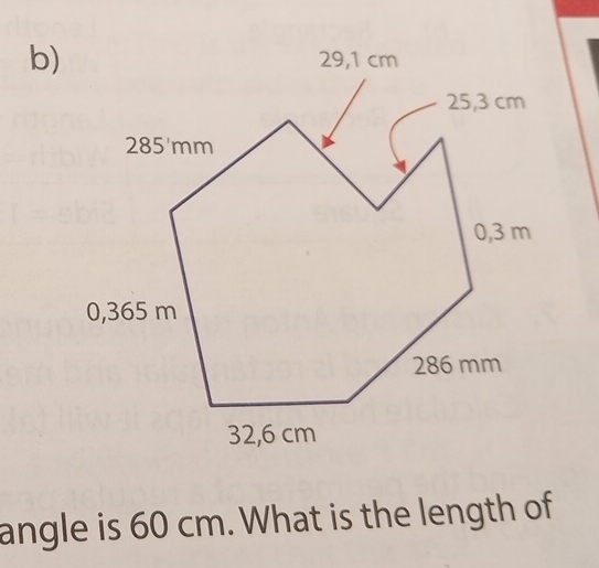 angle is 60 cm. What is the length of