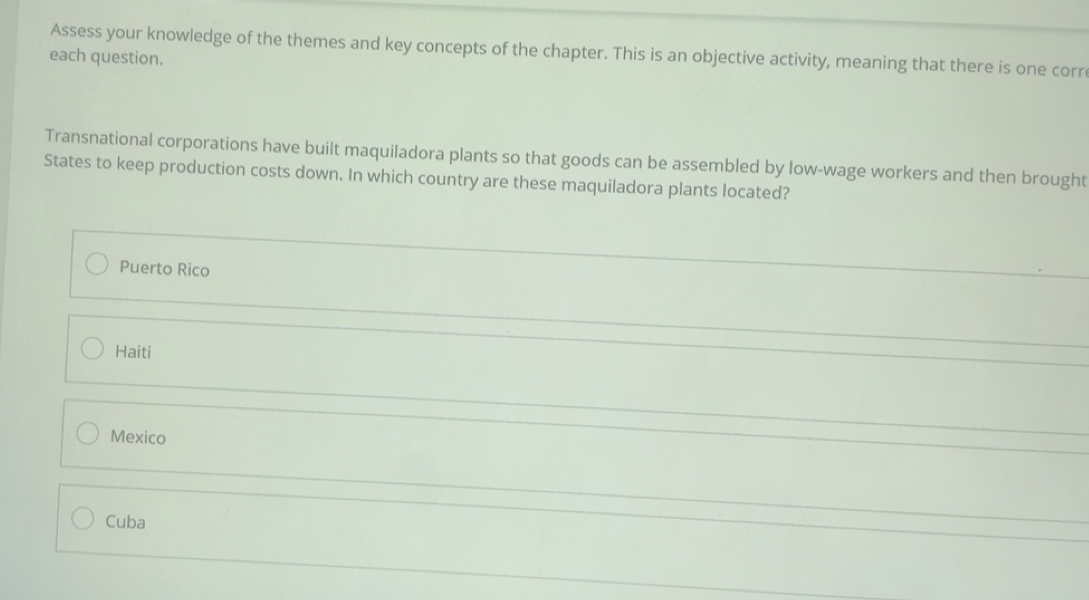 Solved: Assess your knowledge of the themes and key concepts of the ...