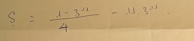 S= (1-3^(11))/4 -11.3^(-11)