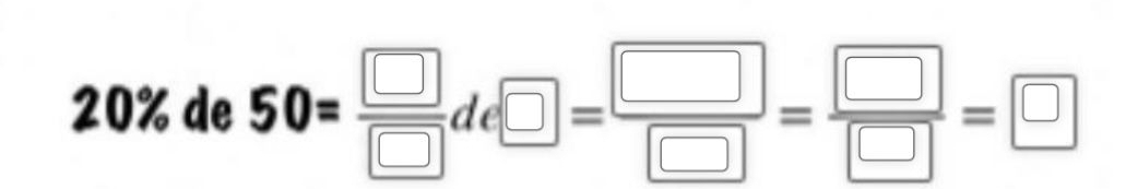 20% de 50= □ /□  de□ = □ /□  = □ /□  =□