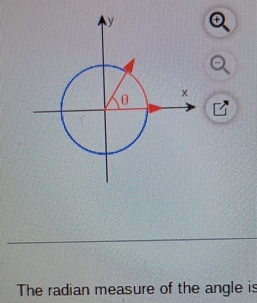 The radian measure of the angle is