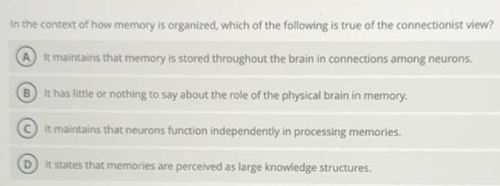Solved: In the context of how memory is organized, which of the ...