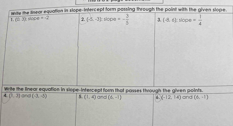 (1,3) and (-3,-5) 5. (1,4) and (6,-1) 6. (-12,14) and (6,-1)