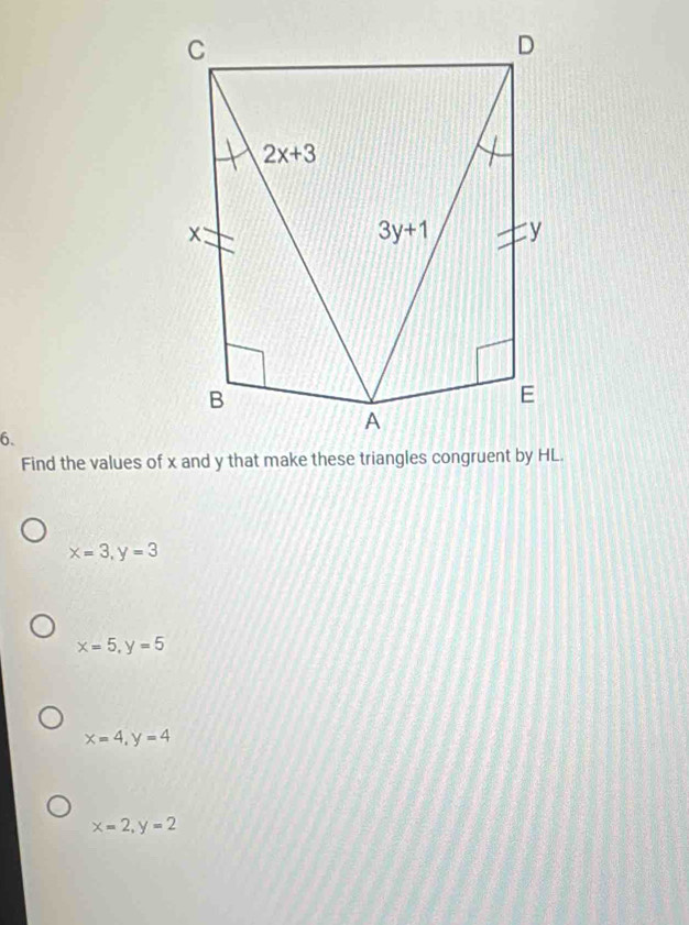 x=3,y=3
x=5,y=5
x=4,y=4
x=2,y=2