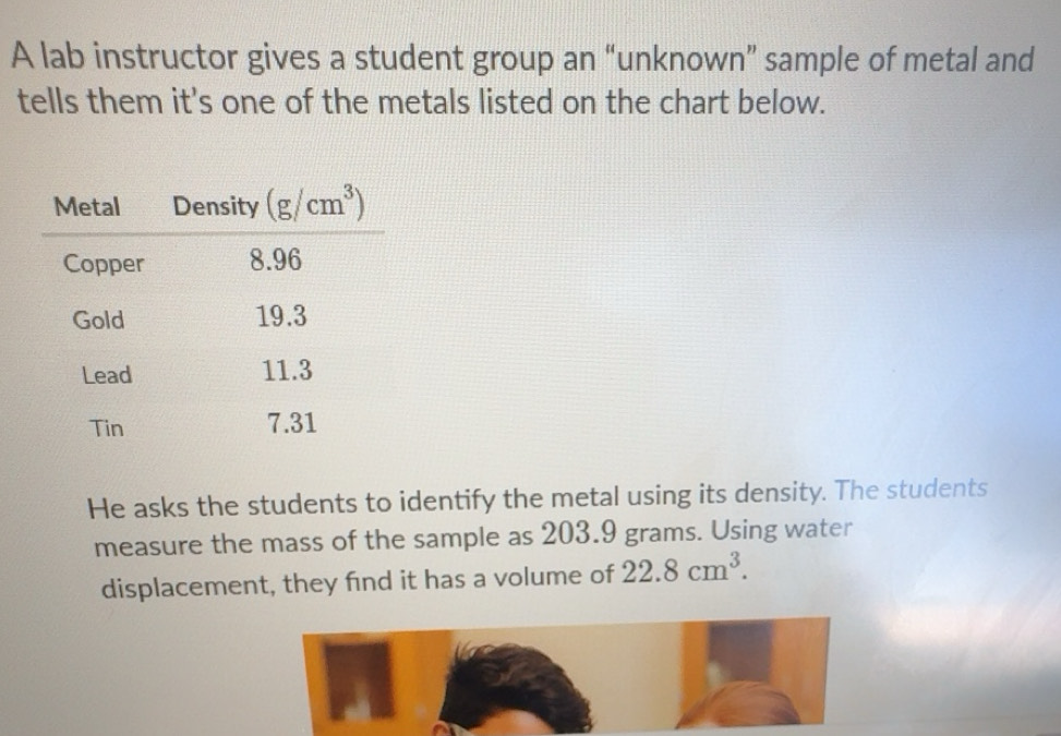 Solved: A lab instructor gives a student group an “unknown” sample of ...