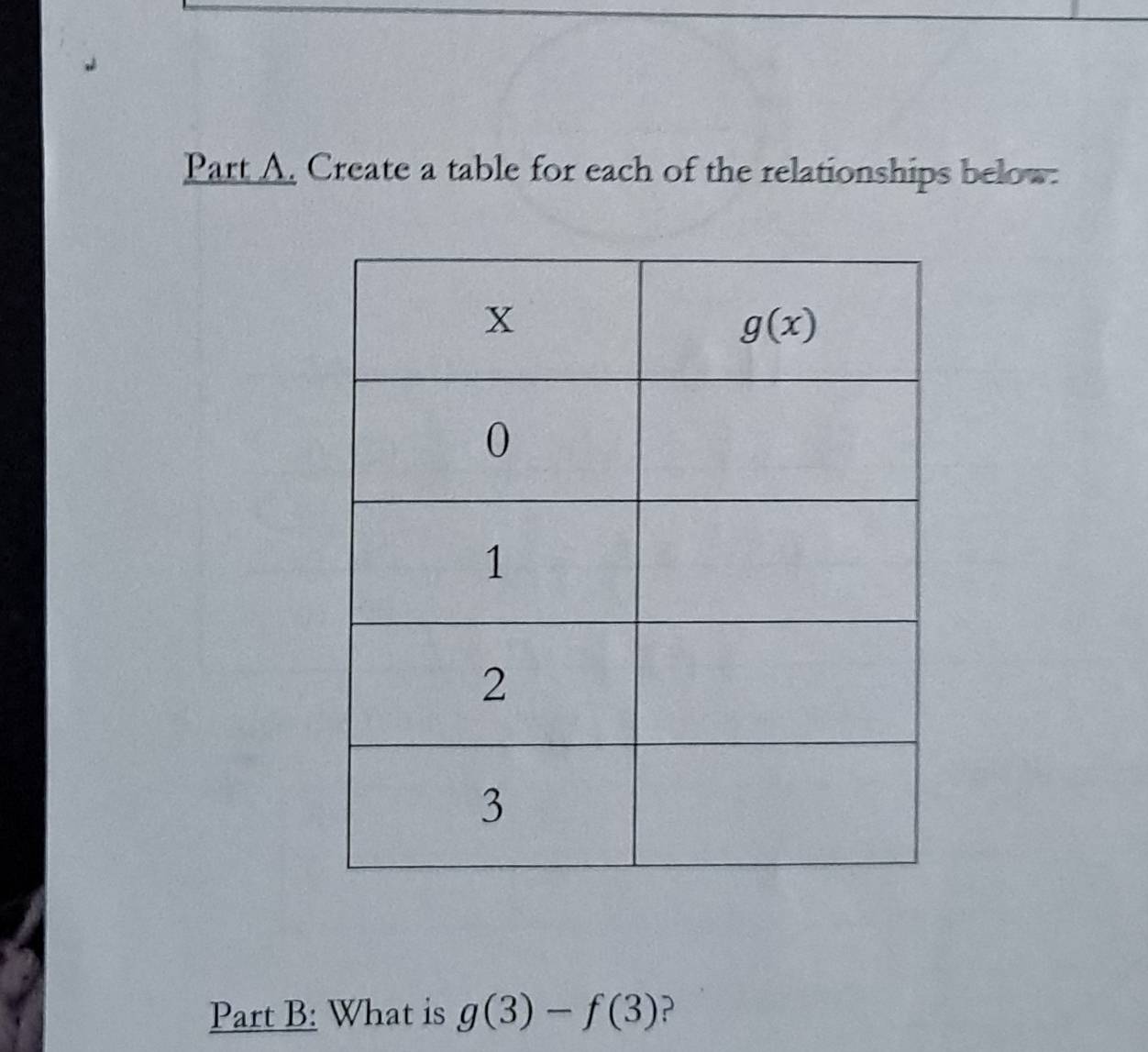 Solved: Create a table for each of the relationships below Part B: What ...