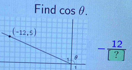 Find cos θ .
- 12/[?] 
1