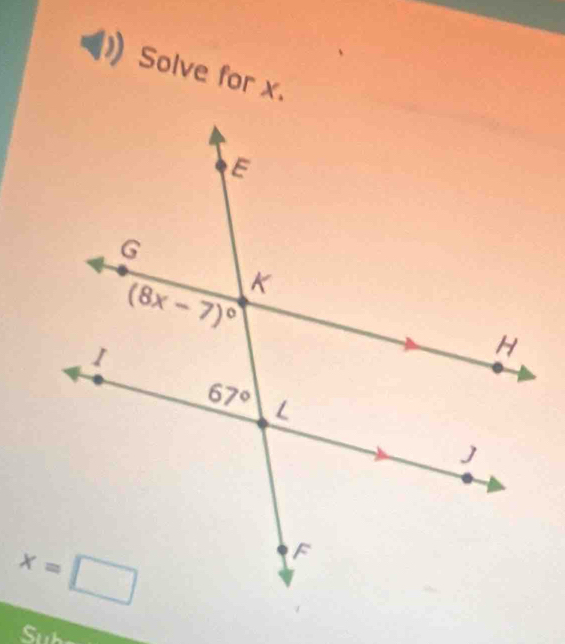 Solve for x.
Su