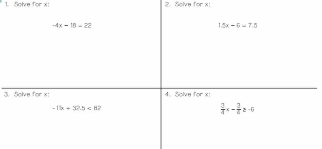 Solve for x: 2. Solve for x:
3