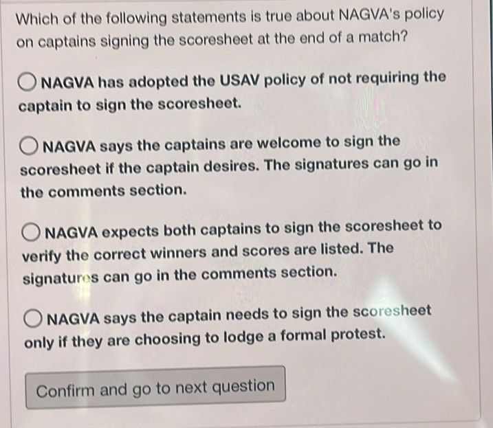 Solved: Which of the following statements is true about NAGVA's policy ...