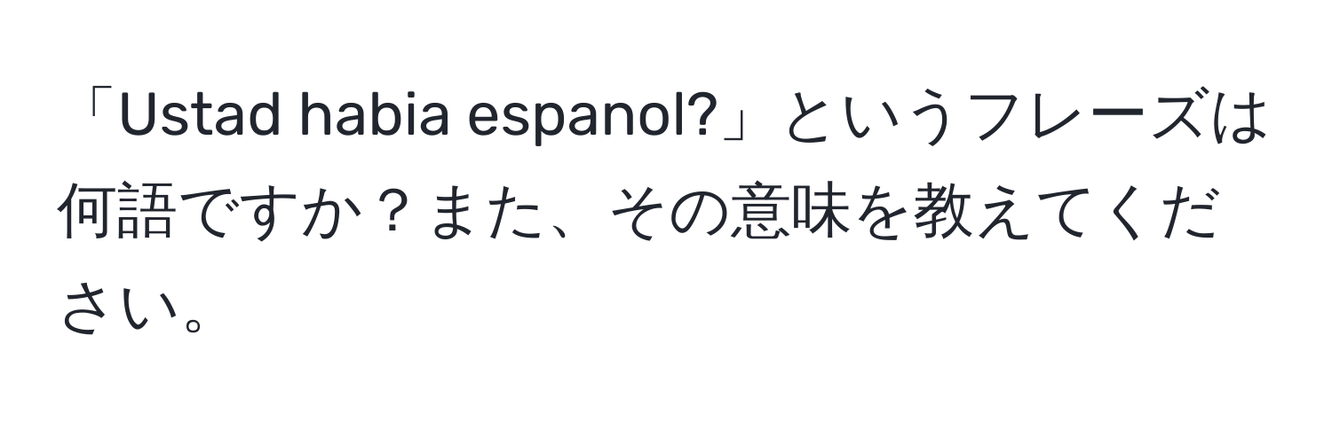 「Ustad habia espanol?」というフレーズは何語ですか？また、その意味を教えてください。