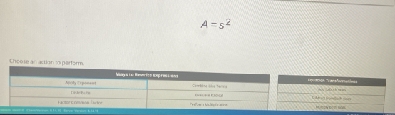 A=s^2
Choose an action to perform.