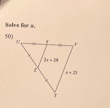 Solve for x.
50)