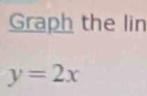 Graph the lin
y=2x