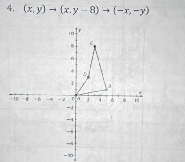 (x,y)to (x,y-8)to (-x,-y)