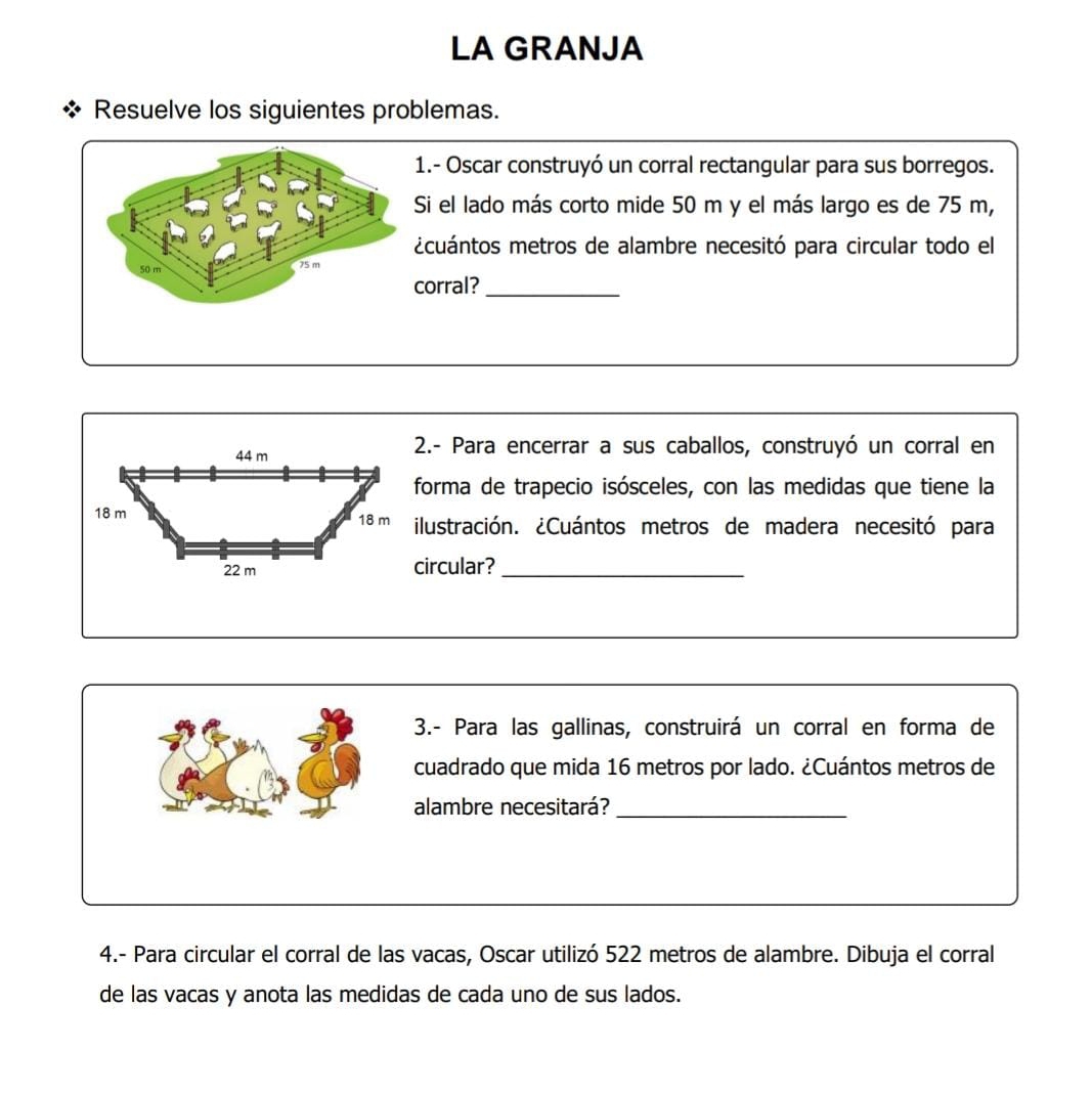 Solved: LA GRANJA Resuelve los siguientes problemas. 1.- Oscar ...