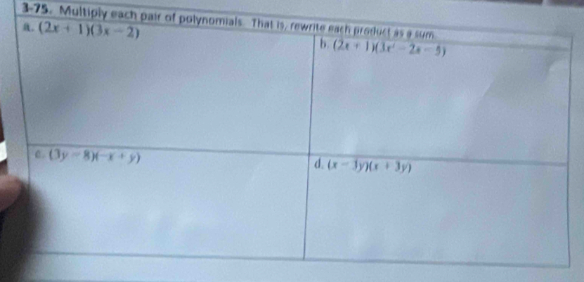 3-75. Multiply ea