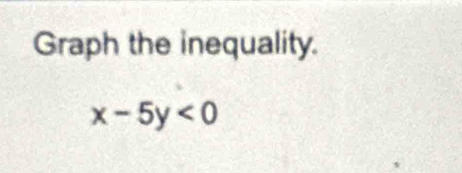 Graph the inequality.
x-5y<0</tex> 
,