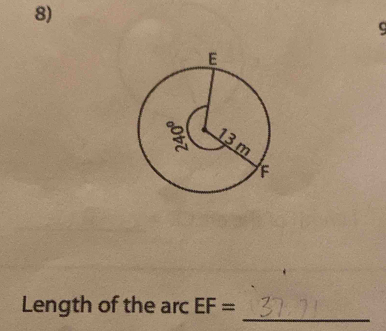 g
_ 
Length of the arc EF=