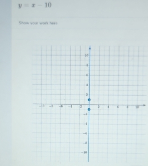 y=x-10
Show your work here