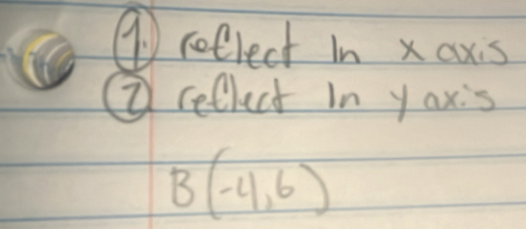 reflect in xaxis
⑦ refllect in yaxis
B(-4,6)