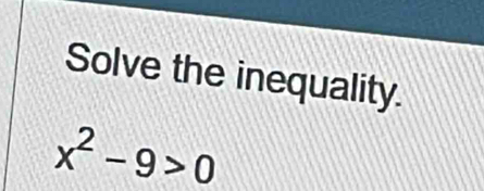 Solve the inequality.
x^2-9>0