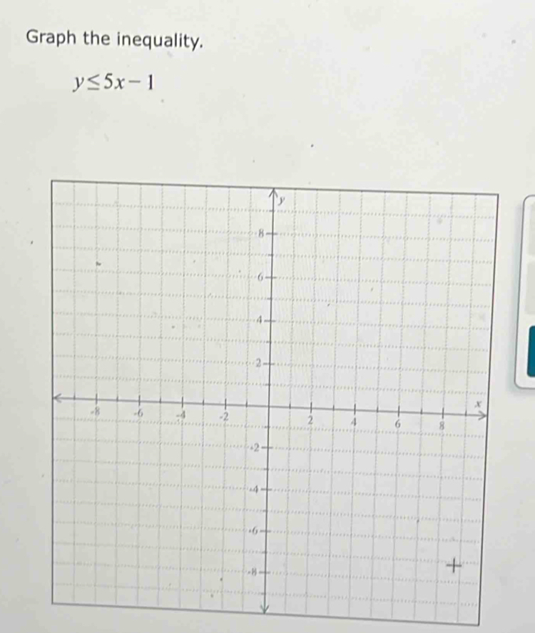 Graph the inequality.
y≤ 5x-1