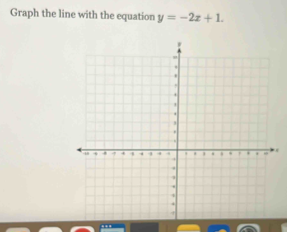 Graph the line with the equation y=-2x+1. 
e