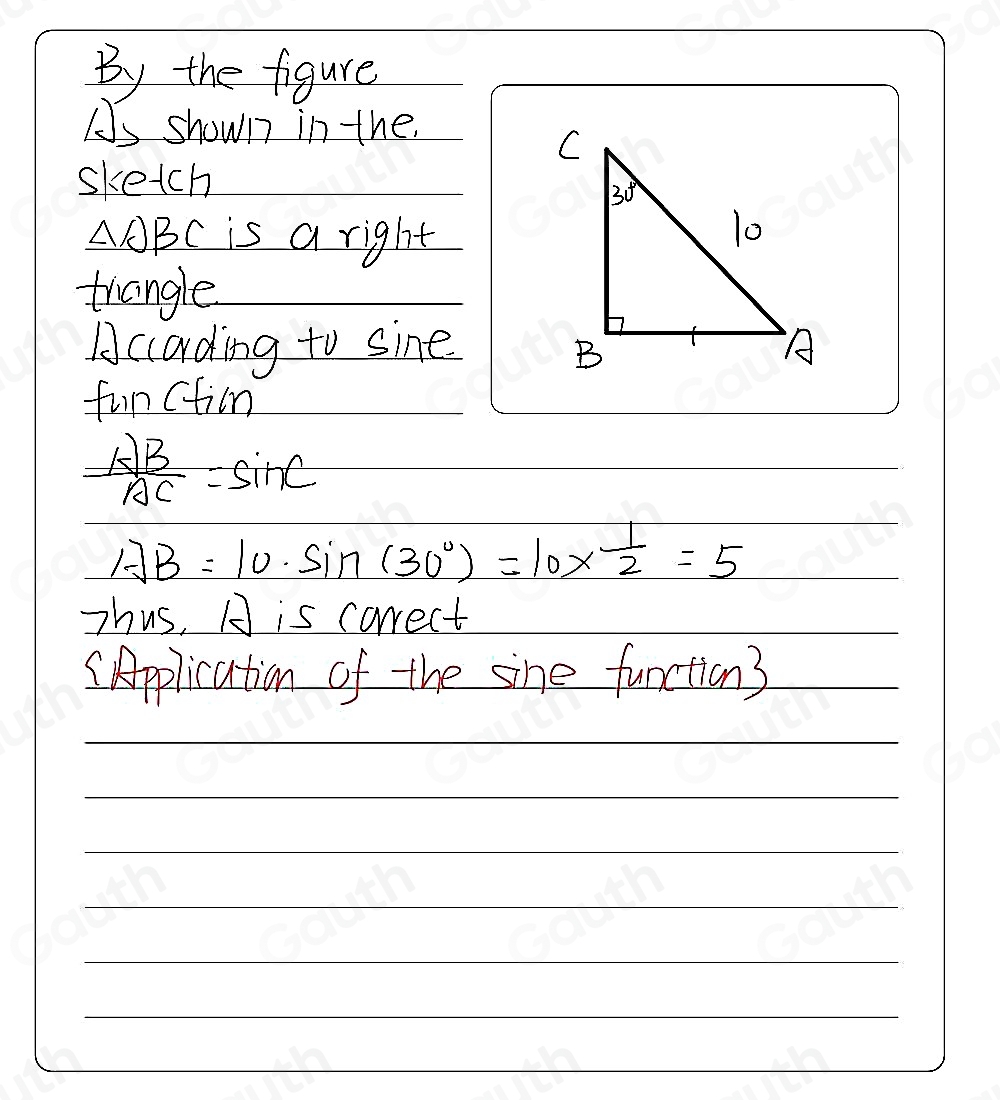 Solved: In right triangle ABC, ∠ B is the right angle and m∠ C=30°. If ...