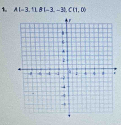 A(-3,1), B(-3,-3), C(1,0)