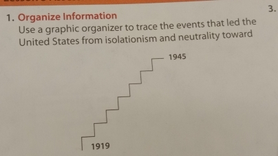 Organize Information 
Use a graphic organizer to trace the events that led the 
United States from isolationism and neutrality toward