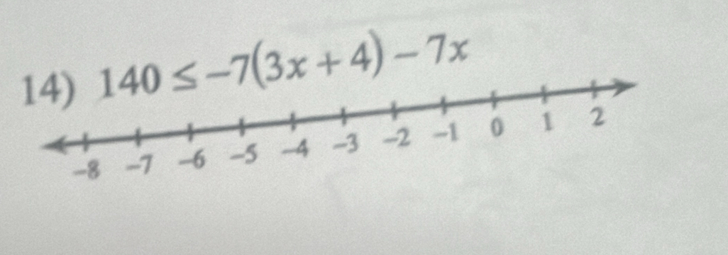 140≤ -7(3x+4)-7x