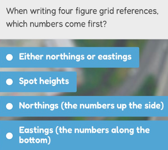 Solved: When writing four figure grid references, which numbers come ...