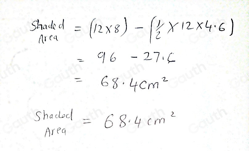 Solved: In the diagram below, MATH is a rectangle, GB=4.6cm, MH=8cm ...