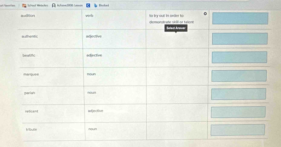 ort favorites School Websites Achieve3000: Lesson Blocked