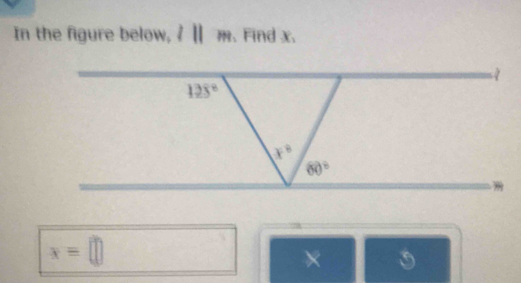 In the figure below, ? Ⅱ m. Find x.
x=□
×