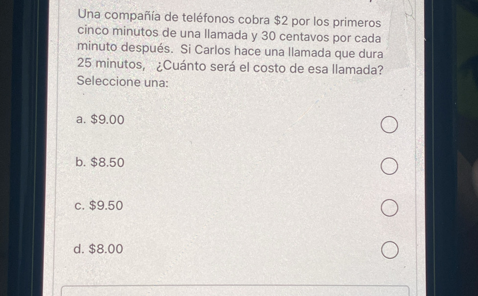 Solved: Una compañía de teléfonos cobra $2 por los primeros cinco ...