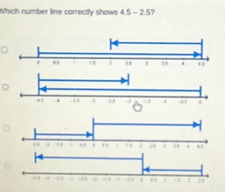 Which number line correctly shows 4.5-2.5 7