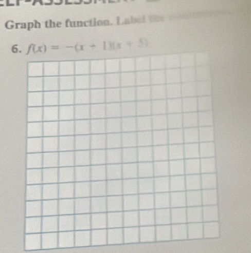 Graph the function. Label the astry
f(x)=-(x+1)(x+5)