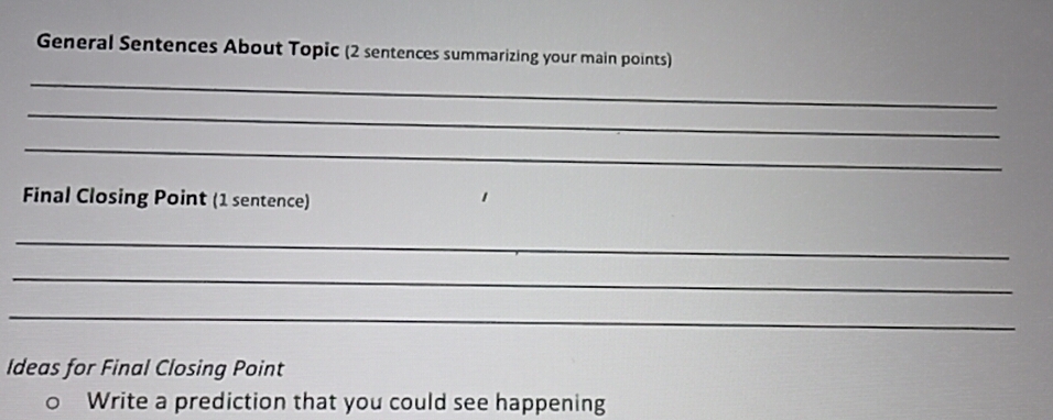 Solved: General Sentences About Topic (2 sentences summarizing your ...