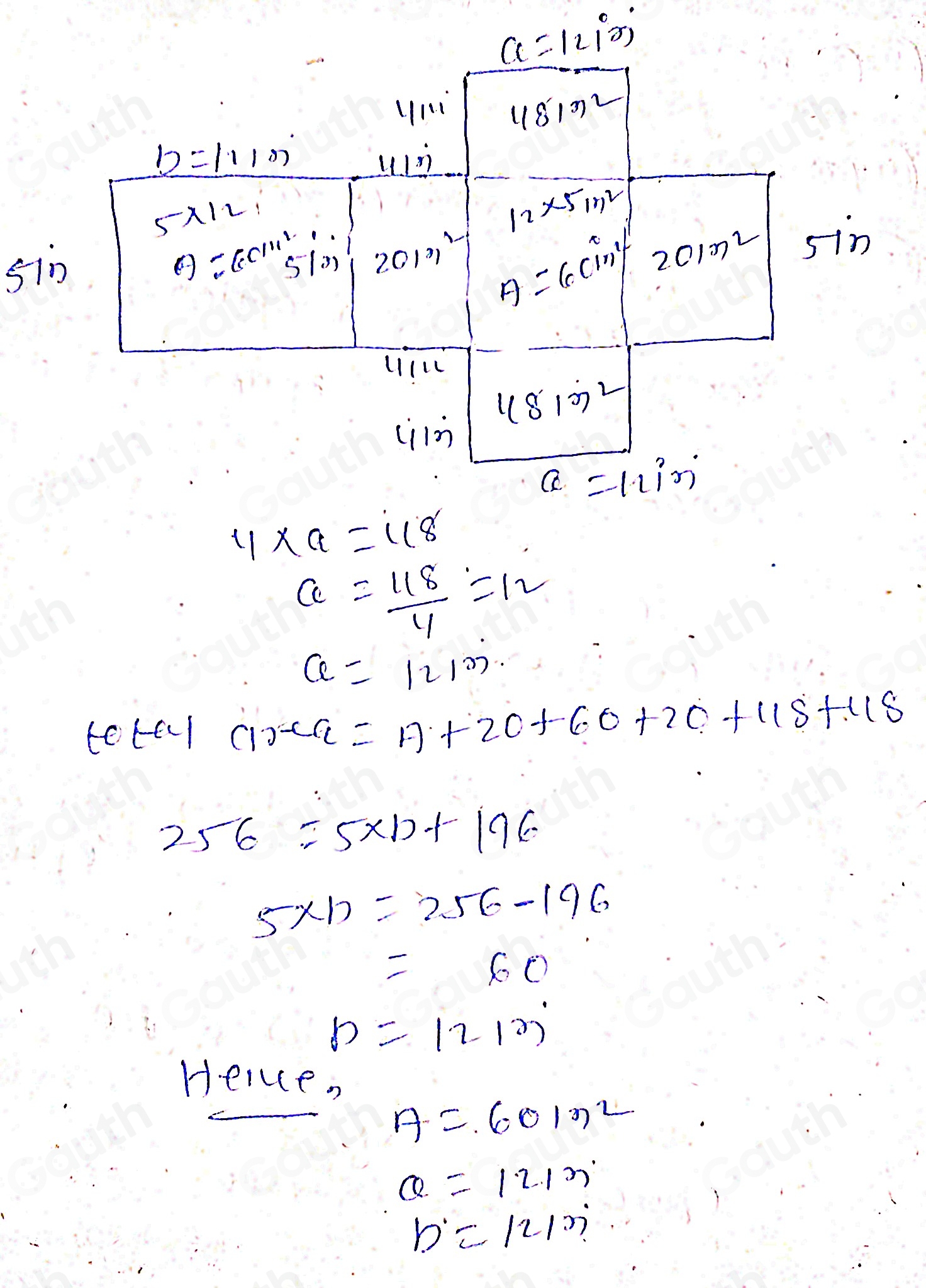 Solved: The figure below is a net for a right rectangular prism. Its ...